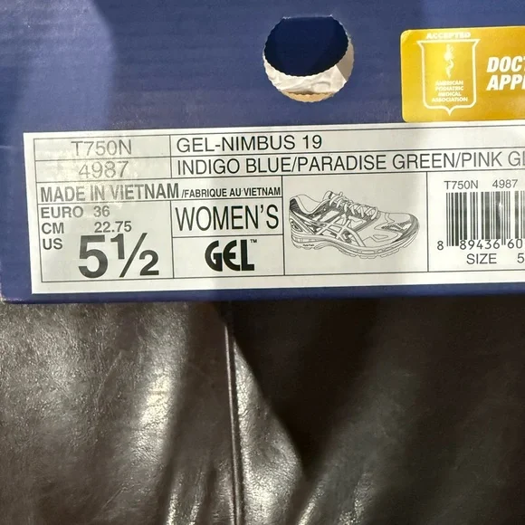 Asics Gel-Nimbus 19 Women's Athletic Shoes - Navy and Pink - Picture 2 of 2